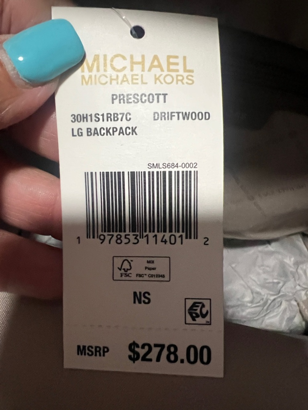 NWT Michael Kors Prescott Large Backpack, Driftwood - Picture 11 of 12